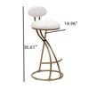 FONTOI 2PCS Round Barstools with Back, Upholstered Bar Stools for Living Room Kitchen, Gold&White Print, 14.96"*36.61"*14.96" - 3 of 4