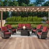 6 Pieces Wicker Patio Furniture Set with Propane Fire Pit Table, All Weather Wicker Patio Set with Square Fire Pit Table and Swivel Patio Chair - 2 of 4