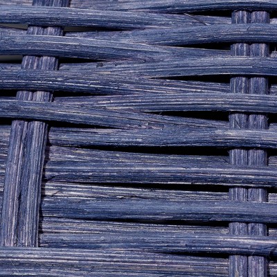 Indigo Blue Handwoven Rattan Table Lamp with Linen Shade