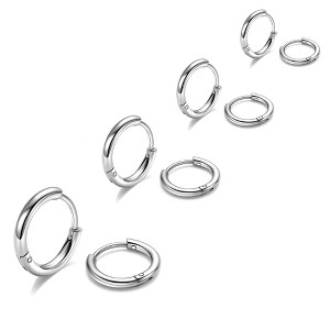 Turandoss 4Pair Gold Silver Hoop Huggie Earrings for Women Men, Surgical Stainless Steel Hypoallergenic Cartilage Hoop Earring Stack, Christmas Gifts - 1 of 4