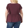 Agnes Orinda Women's Plus Size V Neck Ruffle Sleeve Pleated Peplum Blouses - 4 of 4