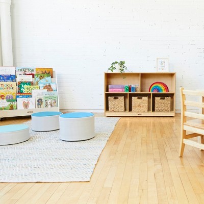 Birch Harmony 5-Compartment Mobile Storage Cabinet in Natural Finish