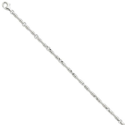 Black Bow Jewelry 3.25mm 14k White Gold Fancy Link Chain Bracelet