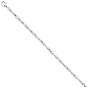 Black Bow Jewelry 3.25mm 14k White Gold Fancy Link Chain Bracelet - 1 of 4