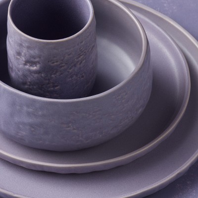 Lavender and White Textured Ceramic 16-Piece Dinnerware Set
