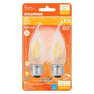Sylvania Natural B10 E26 (Medium) LED Bulb Soft White 60 Watt Equivalence 2 pk - 1 of 1
