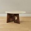 Royal Hampton Coffee Table, 27" Natural Round Marble Tabletop, Mango Wood Sculptural Base - 2 of 4