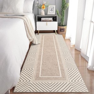 Modern Runner Rug Washable Area Rug Bordered Rugs Modern Runner Rug Non-Slip Area Rug Small Accent Geometric Throw Rugs Floor Carpet - 1 of 4