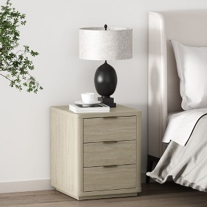 Sapphtopaz Modern Nightstand with 3 Drawers Bedside Table with Smooth Rounded Edges & Metal Pulls Storage Side Table for Bedroom, Living Room - 1 of 4