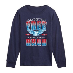 Boys' - Instant Message - Land of the Free Home of the Bruh Long Sleeve Graphic T-Shirt - 1 of 4