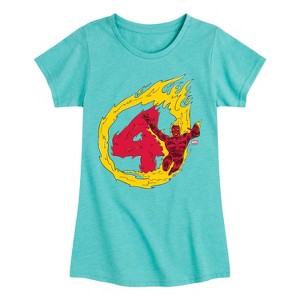 Girls' - Marvel - Fantastic Four Human Torch 4 Fitted Short Sleeve Graphic T-Shirt - 1 of 4