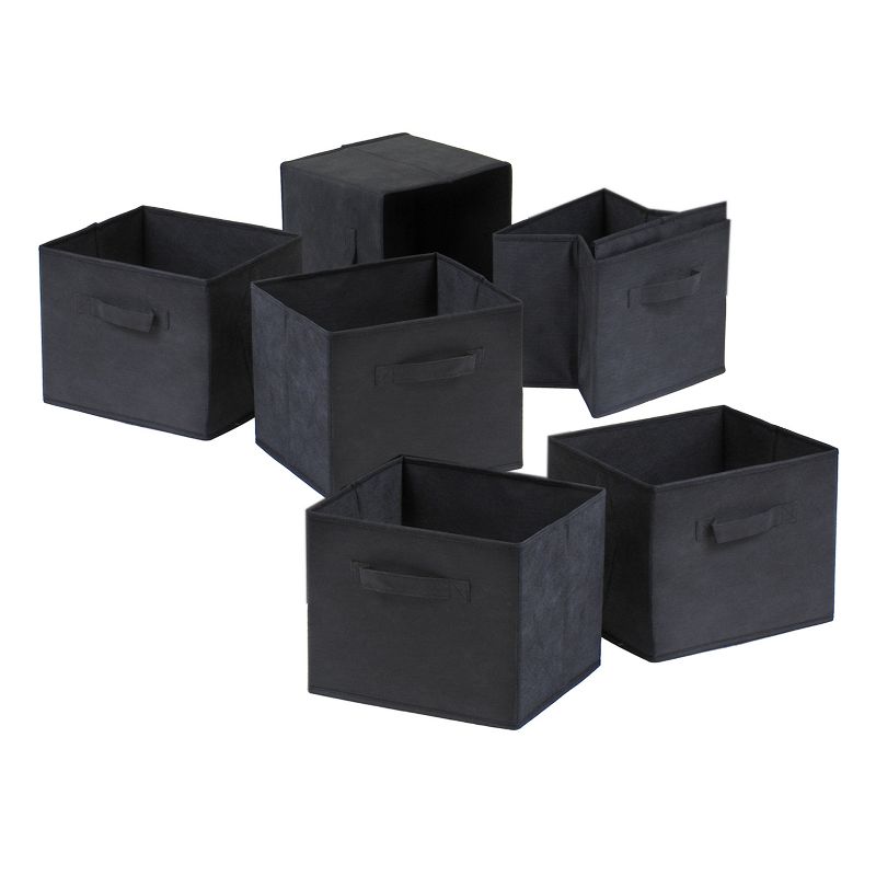 Set of 6 Capri Foldable Fabric Baskets Black - Winsome, 3 of 5