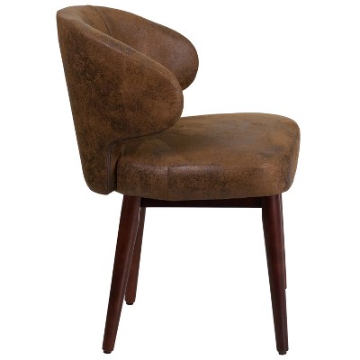 Posh Black LeatherSoft Side Chair with Walnut Legs