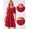 Allegra K Women's V Neck Half Sleeve Work Casual Midi Elegant A-Line Dress - 2 of 4