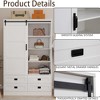 QingMoon Wooden Wardrobe Closet with Sliding Barn Door, Freestanding Clothing Storage Cabinet with 4 Drawers and Hanging Rail for Bedroom - 4 of 4