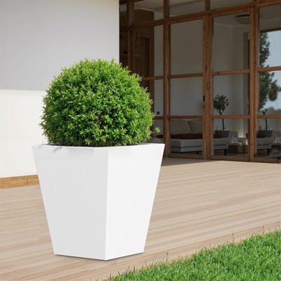 Spassway Indoor Outdoor Geometric Metal Planter Pot Planter Box Patio Garden Bed Black