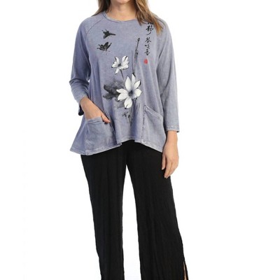 Women's Blissful Mineral Washed Patch Pocket Cotton Top - Jess & Jane