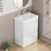 KWPZQEB 24" Gloss Wall-Mounted Bathroom Vanity with Sink & Mirror, Modern Floating Vanity with Shelf & Soft-Close System for Small Space, Glossy White - 4 of 4