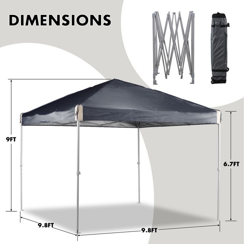 Aoodor 9.8'x9.8' Pop Up Canopy Tent with Roller Bag, Portable Instant Shade Canopy, 4 of 9