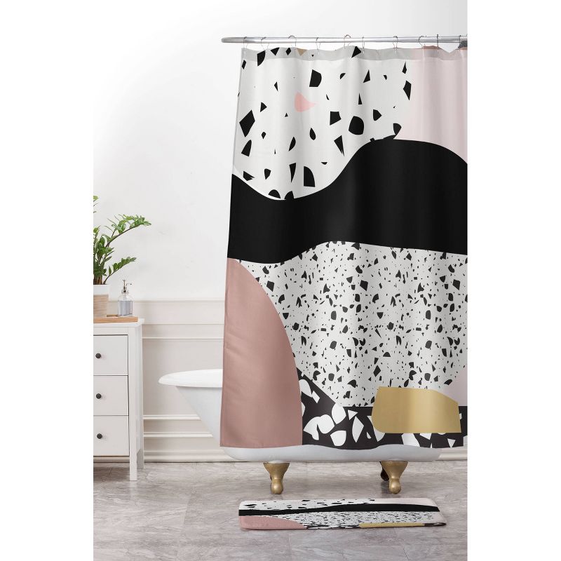 Mambo Art Studio Terrazzo Shower Curtain Pink/Blank - Deny Designs, 4 of 7