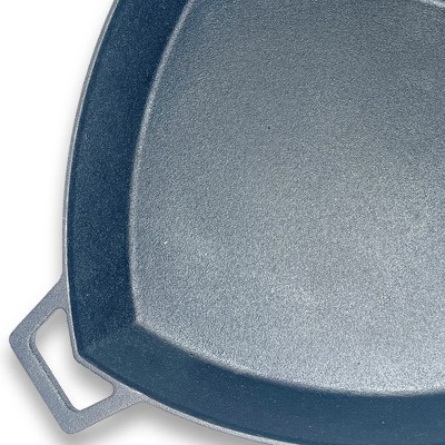 12-Inch Black Cast Iron Square Skillet with Helper Handle