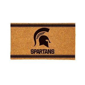 Evergreen Michigan State University Logo Turf Mat, Brown- 28 x 16 Inches Indoor Outdoor Doormat - 1 of 4