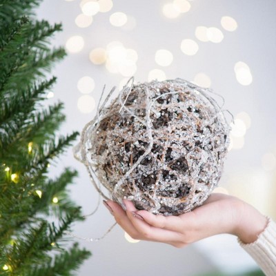 NAYSAYE Party Decoration and Accessories Iced Twig Hanging Ornament Set for Holiday Celebration and Christmas, Brown, 6"*6"*0.4"