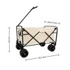 INFURNIC Wheelbarrows And Lawn Carts Utility Cart Wagon Garden Cart Yard Cart, Heavy-Duty Folding Camping Wagon, Beige, 49.2"*20.07"*22" - 3 of 4