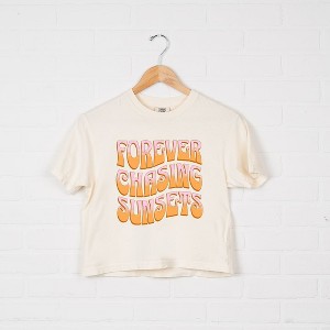 Simply Sage Market Women's Forever Chasing Sunsets Wavy Short Sleeve Relaxed Fit Cropped Tee - 1 of 2