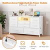 White TV Stand for Bedroom with Charging Station, Media Console Table with 8 Drawers and Open Shelves for Living Room and Hallway - 4 of 4