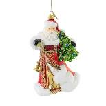 Huras Ringing In Christmas  -  1 Glass Ornament 7.00 Inches -  Ornament Santa Christmas Tree  -  Hf846  -  Glass  -  Red