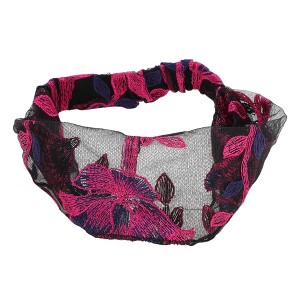 Unique Bargains Women's Flowers Lace Wide Headband 1 Pc - 1 of 4
