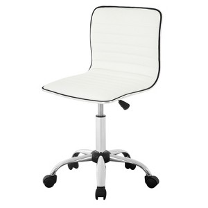 FDW Office Chair Vanity Chair Makeup Chair Modern PU Leather Swivel Task Chair with Adjustable Height & Chrome Base, White - 1 of 4