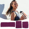 Unique Bargains Stretchy Cotton Blend Sweat Absorbing Sport Headband Wristband Purple Red 3 pcs - 2 of 4