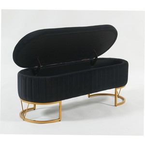 Kumasinova 45.6" Oval Velvet Storage Ottoman Bench,Versatile Foot Rest with Metal Legs,End of Bed Storage Bench for Bedroom,Entryway&Living Room - 1 of 4