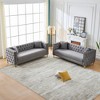 Chesterfield Velvet Sofa, 3+3 Seater Deep Seat with Button Nailhead and Square Arms for Living Room, Bedroom, Office - 2 of 4