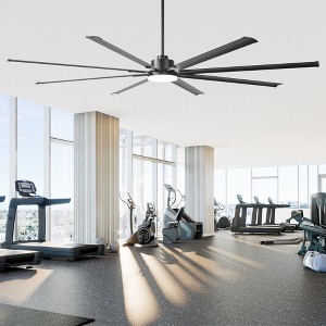 VACZON 100" Black Modern Industrial LED Ceiling Fan with Lights and Remote HVLS Fan - 1 of 4