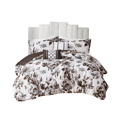 Gracie Mills Marshall Elegant Floral Print Microfiber Duvet Cover Set