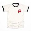 Cherry Hearts Pink Bow Patchwork Print - Women's Ringer Graphic T-Shirt - 2 of 4