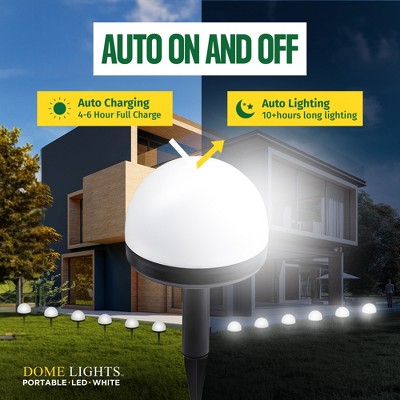 Bell + Howell Solar Powered Dome Pathway Lights with Auto On/Off, Set of 4