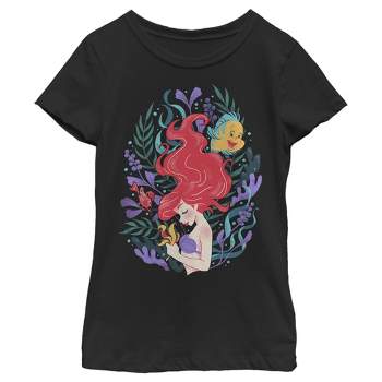 Girl's The Little Mermaid Artistic Underwater Ariel T-Shirt