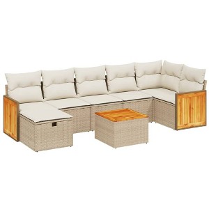 vidaXL Garden Sofa Set Beige and Cream White - 1 of 4