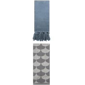 REGALWOVEN 2 Packs Cotton Geometric and Solid Absorbent Soft Hand Towel for Bathroom Kitchen - 1 of 4