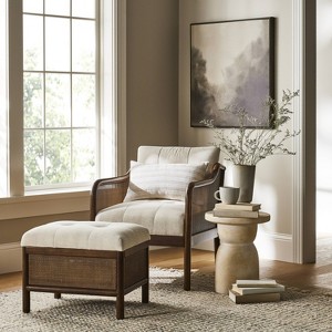 Woodspring Cane Base Ottoman Dark Walnut/Cream - Threshold™ designed with Studio McGee - 1 of 4