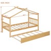 Kumasinova Kids House Bed with Trundle,Twin/Full Size Wooden Bed Frame with Roof,Headboards,Toddler Beds for Kid's Room,Bedroom - 3 of 4