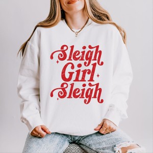 Sleigh Girl Sleigh Sparkle Distressed - Women's Lightweight Garment Dyed Sweatshirt - 1 of 4