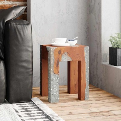 vidaXL Stool Multicolor Solid teak wood 11.8x11.8x15.7 in