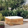 vidaXL Solid Teak Wood Patio Footrest with Cream Cushion – Outdoor Furniture with Slatted Design for Garden, Terrace, and Lounge Areas - 2 of 4