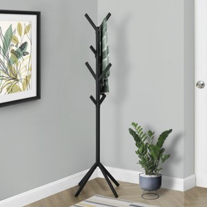 SEVOBAL Freestanding Coat Rack Hall Tree with 8 Hooks and 4 Tier Sturdy Metal Base for Entryway and Bedroom, Black, 17.5"*17.5"*70.25" - 1 of 4