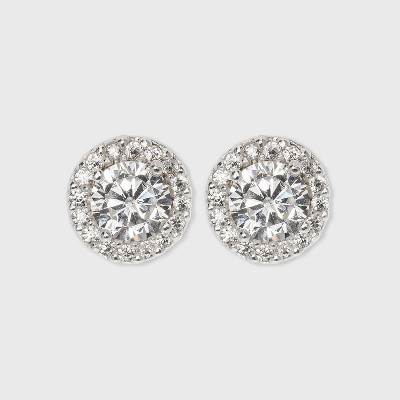 Sterling Silver Quality Small Clear CZ Stud Earrings Vintage